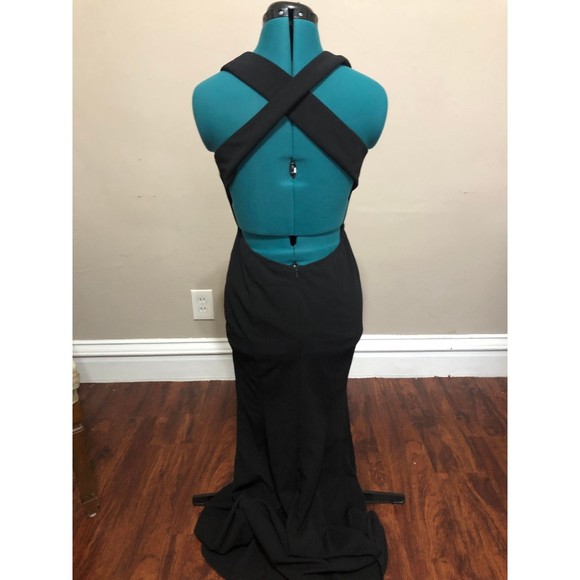 🧺Lulus Black Cross Back V-Neck Evening Gown Maxi Dress, size S - Picture 2 of 5